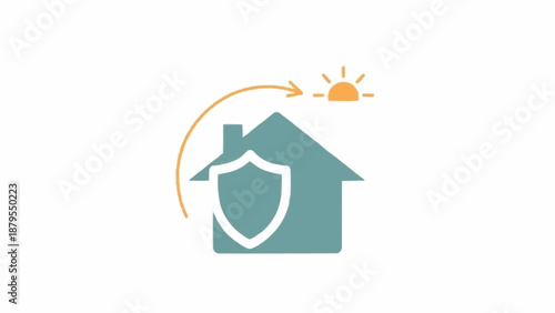Home Security Protection Shield Icon Graphic.