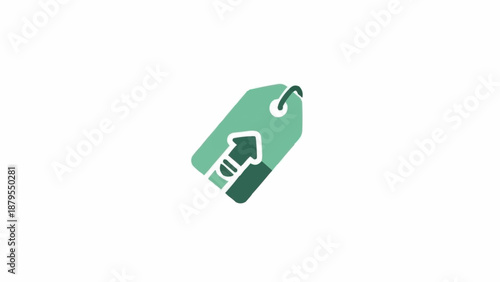Green Price Tag with Up Arrow Symbol.