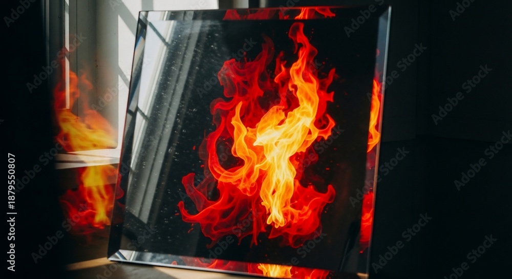 Obraz premium Furnace Fire Burning with Intense Flames.
