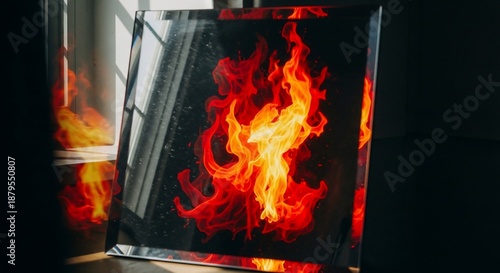 Furnace Fire Burning with Intense Flames.