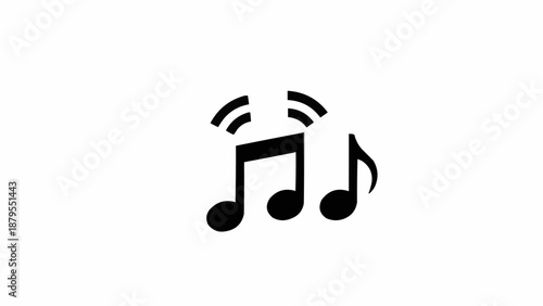 Black music notes with sound waves representing audio and melody.