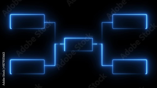 Glowing neon line Business hierarchy organogram chart infographics icon isolated on black background. It is suitable for all kinds of quizzes
