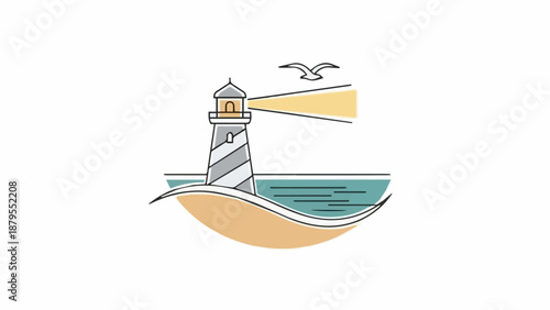 Vector illustration of a wooden sailing boat and white yacht cruising through the blue sea water in Venice for a nautical summer vacation travel icon