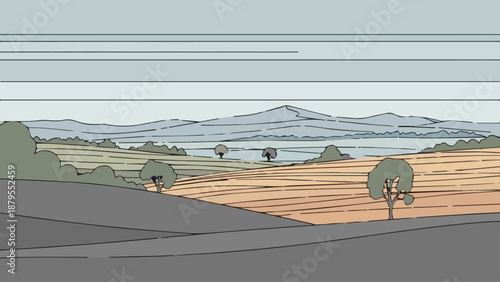 A scenic rural landscape of the Great Wall of China at sunset where the ancient stone road winds through green mountain grass and summer trees under a vast nature sky