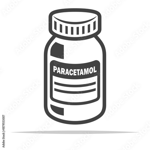 Bottle of paracetamol outline icon transparent vector isolated