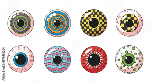Set of Creepy Cartoon Eyeballs for Halloween Designs
