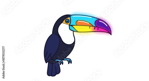Colorful Toucan Bird Illustration on a White Background