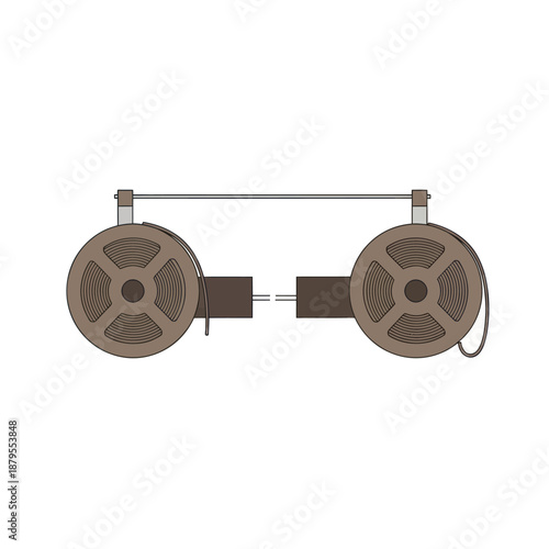 Retro Reel-to-Reel Audio Tape Recorder Illustration.