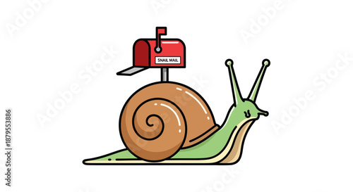 Whimsical Snail Mail Delivery Cartoon Illustration