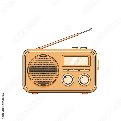 Vintage Radio Receiver Illustration on White Background