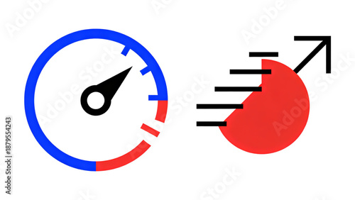 Speedometer and Growth Chart Business Graphics