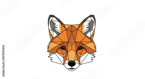 Geometric fox face illustration with sharp lines on white background