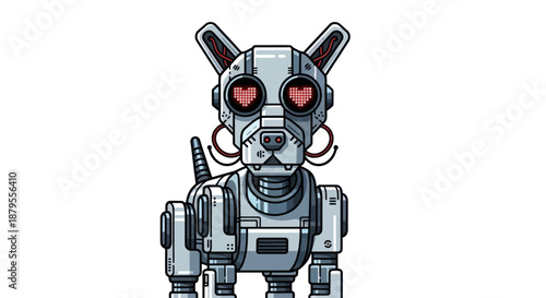 Cute robot dog with heart-shaped eyes
