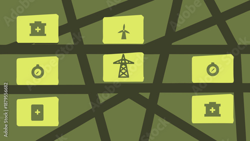 Renewable Energy Grid Diagram Vector