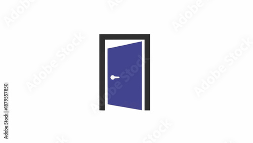 Blue door with white handle.