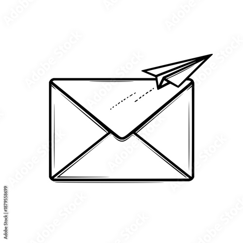 Envelope with Paper Airplane Emerging