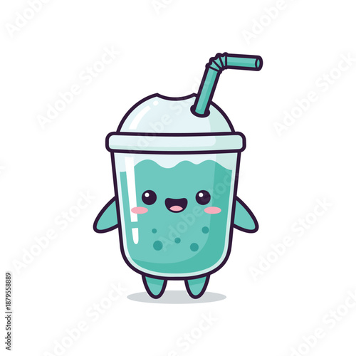 Cute Cartoon Bubble Tea Character Illustration