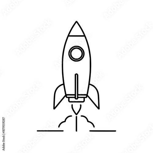 Rocket Ship Launching into Sky with Flames