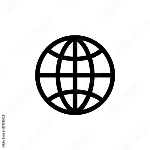 Black Globe Icon on White Background