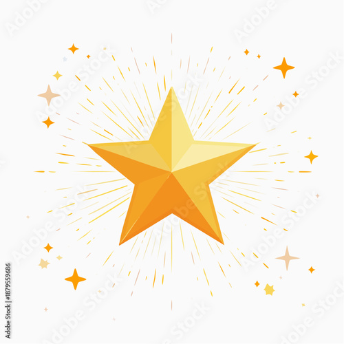 Golden Star Icon Shining Brightly Isolated.