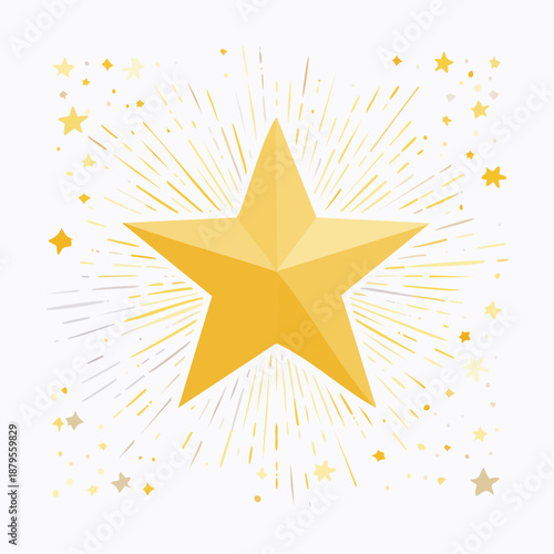 Golden Star Icon Illustration with Sparkling Effect.