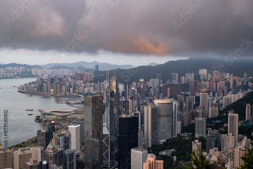 Wallpaper Mural Viewed From Victoria Peak Over Hong Kong Night Skyline With Illuminated Skyscrapers And Dense Cityscape Torontodigital.ca