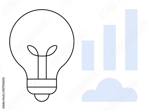 Innovation concept. Light bulb creativity and ideas, graph growth and progress, and cloud element. Innovation driving business growth, success, and technological solutions. For startups, business