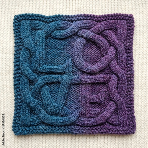 Decorative Knitted Love Patch in Gradient Shades of Blue and Purple