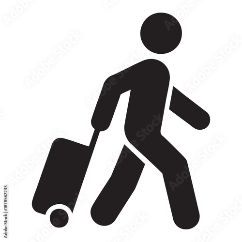 Silhouette of a person walking with a suitcase luggage