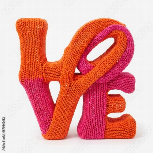 Colorful Knitted Letters Forming the Word Love in Vibrant Yarn