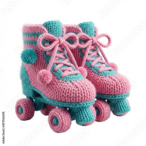Colorful Handmade Knitted Roller Skates for Kids and Decoration