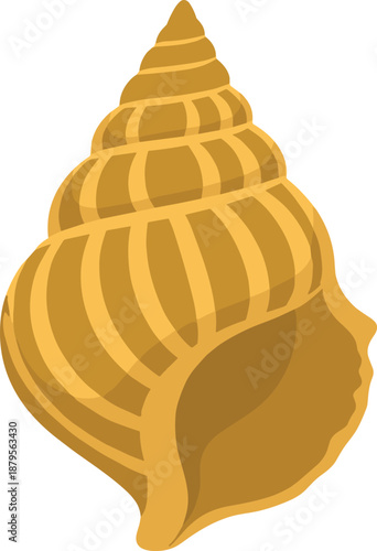 Detailed illustration of a spiral seashell with natural texture, marine design element for beach themes, coastal decoration, ocean artwork, and nature graphics