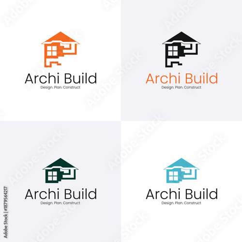 minimalist building icon with maze texture, modern real estate property branding template