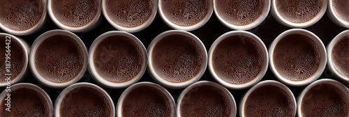 cups of coffee, row, banner, art