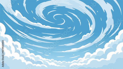 Swirling sky with dramatic clouds and a vortex pattern