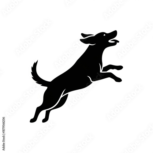 Dynamic illustration of a dog jumping in mid-air, captured from a side view