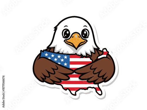 American Bald Eagle Sticker Illustration.