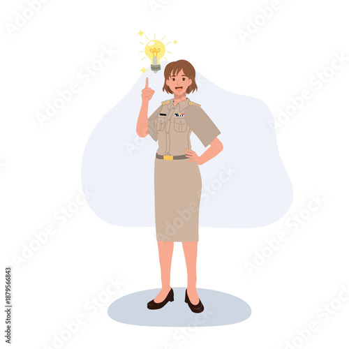 government officer female civil servant with idea light bulb