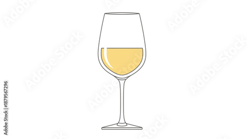 Elegant Glass of White Wine Isolated on a Clean Background.