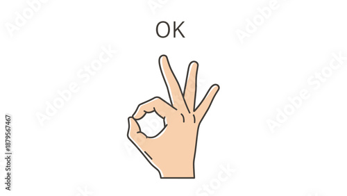 Hand gesture showing OK sign with fingers forming a circle and three fingers extended upwards.