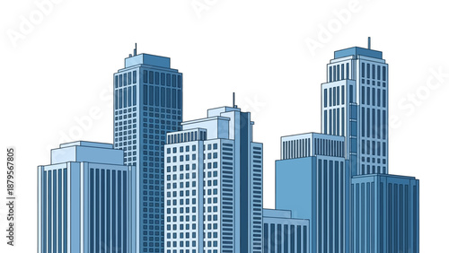 Modern Cityscape with Tall Buildings and Skyscrapers.
