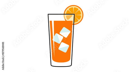 Refreshing Orange Drink with Ice and Garnish.