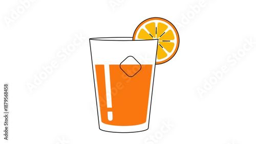 Refreshing orange juice in a glass with a citrus slice.