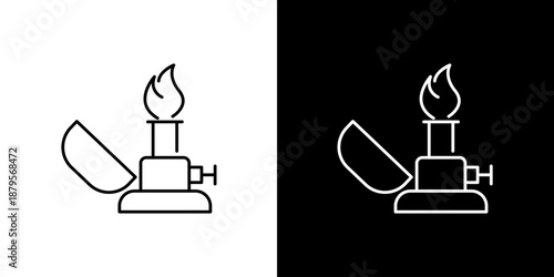 Burner Laboratory Equipment Icon Illustration on White and Black Background