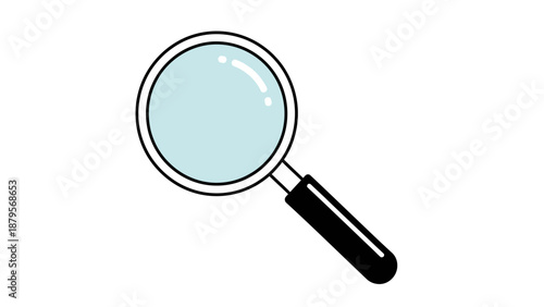 Simple Magnifying Glass Icon on White Background.