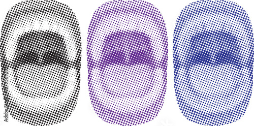 Colorful Open Mouths Halftone Set for Speech and Shout