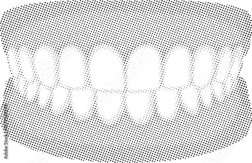 Halftone Human Teeth and Gums for Dental Health Design