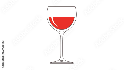 Elegant Glass of Red Wine Isolated on White Background.