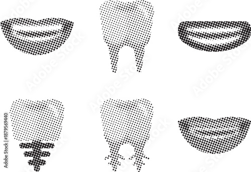 Dental Care Halftone Elements for Dentistry Branding