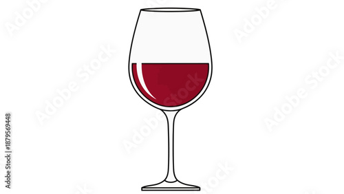 Elegant Glass of Red Wine Isolated on White Background.